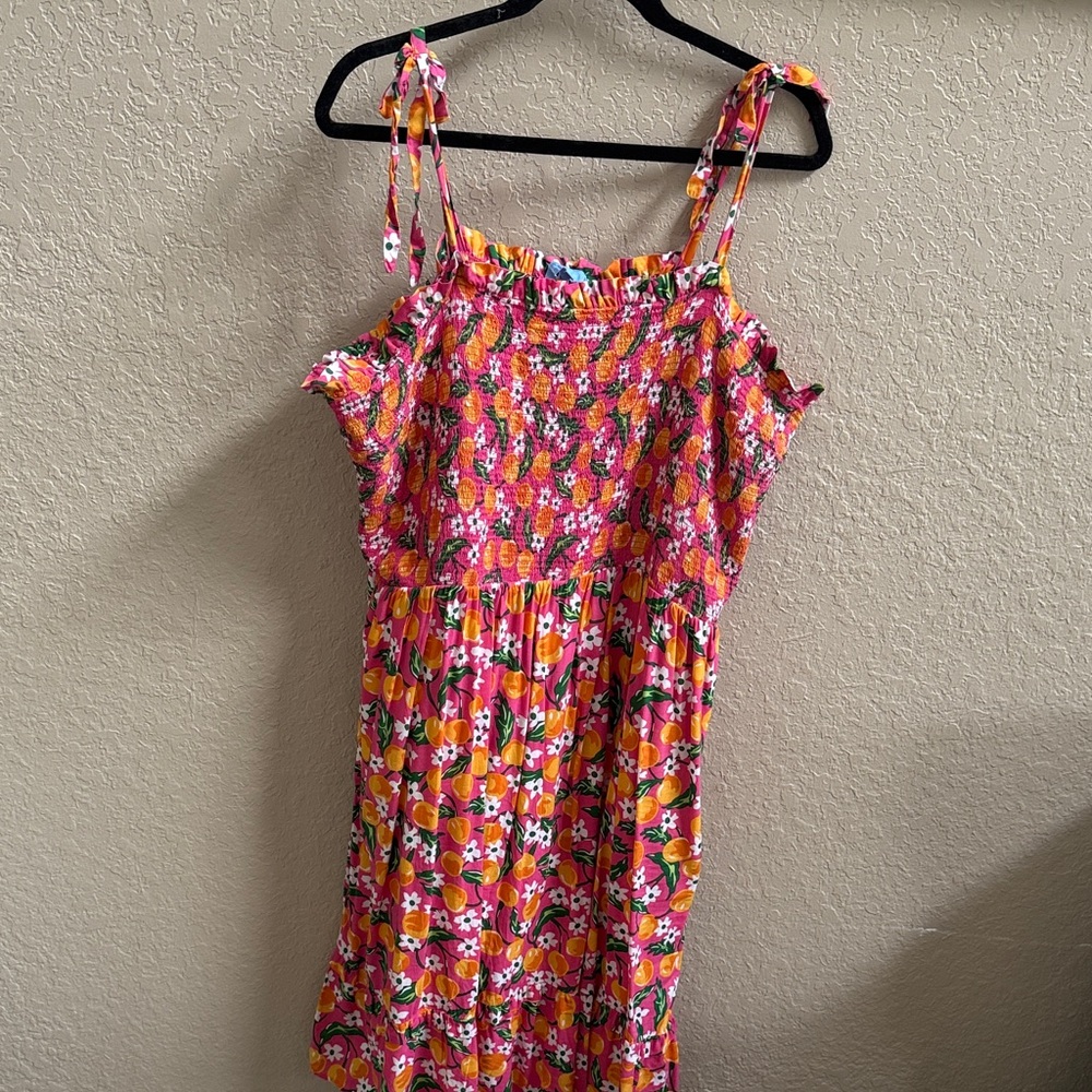 Draper James Pink Floral Tie-Shoulder Sundress